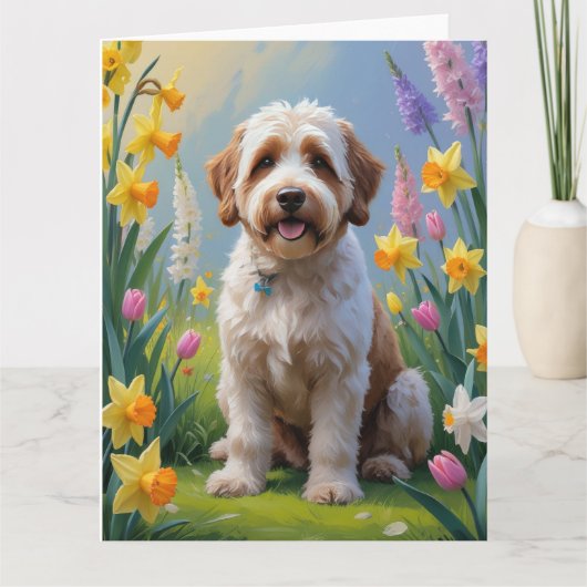 Bernedoodle lente bloemen schilderen  kaart (Voorkant)