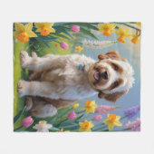 Bernedoodle Lente Bloemen Schilderij Fleece Deken (Voorkant (Horizontaal))