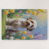 Bernedoodle Lente Bloemen Schilderij Legpuzzel (Horizontaal)