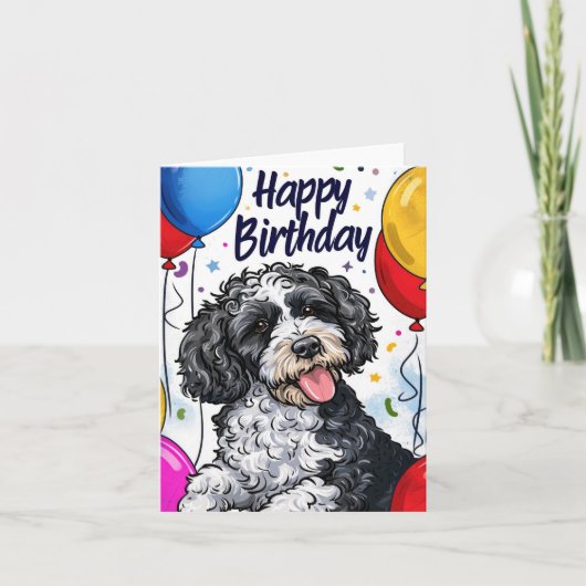 Bernedoodle met Ballonnen Kaart (Voorkant)