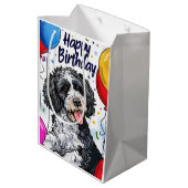 Bernedoodle met ballonnen medium cadeauzakje (Achterkant Gekanteld)