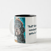 Bernedoodle met een mok (Voorkant links)