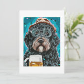 Bernedoodle met een mok kaart (Staand voorkant)