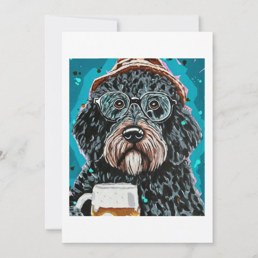 Bernedoodle met een mok kaart (Achterkant)