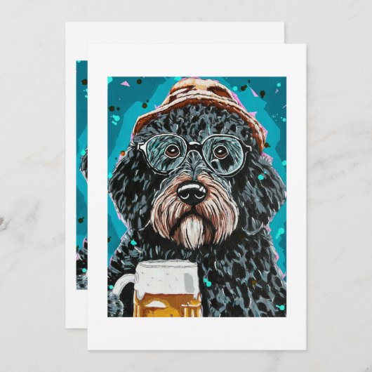 Bernedoodle met een mok kaart (Voorkant / Achterkant)