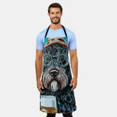 Bernedoodle met een mok schort (Gedragen)