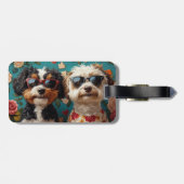 Bernedoodle met hart Rozen Valentijnsdag Bagagelabel (Achterkant horizontaal)