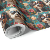 Bernedoodle Met Hart Rozen Valentijnsdag Cadeaupapier (Rol Hoek)