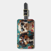 Bernedoodle met hartrozen Valentijnsdag Bagagelabel (Voorkant verticaal)