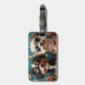 Bernedoodle met hartrozen Valentijnsdag Bagagelabel (Achterkant verticaal)