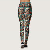 Bernedoodle met hartrozen Valentijnsdag  Leggings (Achterkant)