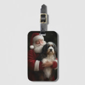 Bernedoodle met Kerstman Feestelijke Kerstmis Bagagelabel (Voorkant (verticaal))