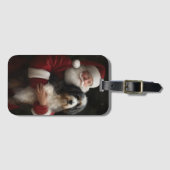 Bernedoodle met Kerstman Feestelijke Kerstmis Bagagelabel (Voorkant (horizontaal))