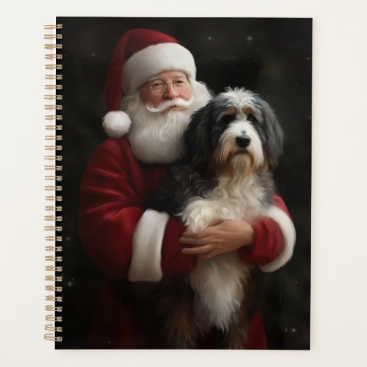 Bernedoodle met Kerstman Feestelijke Kerstmis Planner (Voorkant)