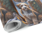 Bernedoodle met kerstverlichting Vakantie Cadeaupapier (Rol Hoek)