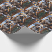 Bernedoodle met kerstverlichting Vakantie Cadeaupapier (Hoek)