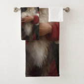 Bernedoodle met Sinterklaas Feestelijke Kerstmis Bad Handdoek (Insitu)