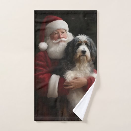 Bernedoodle met Sinterklaas Feestelijke Kerstmis Bad Handdoek (Handdoek)