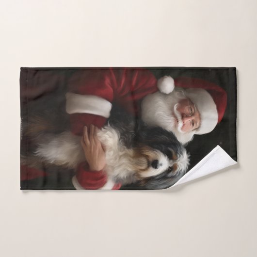 Bernedoodle met Sinterklaas Feestelijke Kerstmis Bad Handdoek (Handdoek)