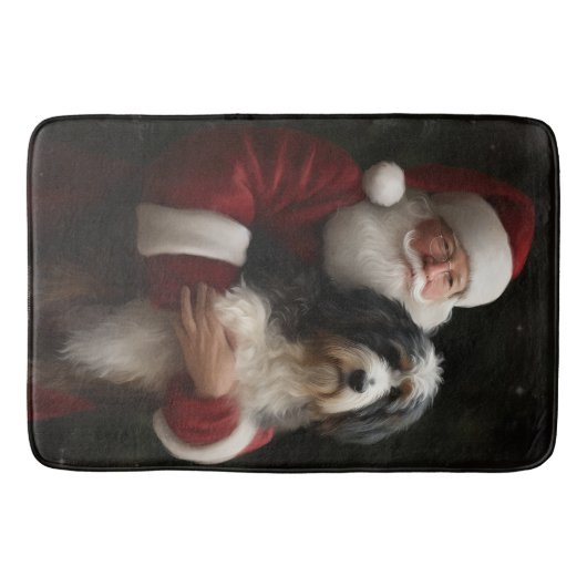 Bernedoodle met Sinterklaas Feestelijke Kerstmis Badmat (Voorkant)