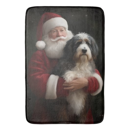 Bernedoodle met Sinterklaas Feestelijke Kerstmis Badmat (Voorkant Verticaal)