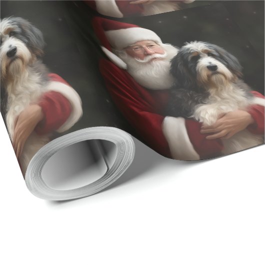 Bernedoodle met Sinterklaas Feestelijke Kerstmis Cadeaupapier (Rol Hoek)