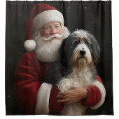 Bernedoodle met Sinterklaas Feestelijke Kerstmis Douchegordijn (Voorkant)