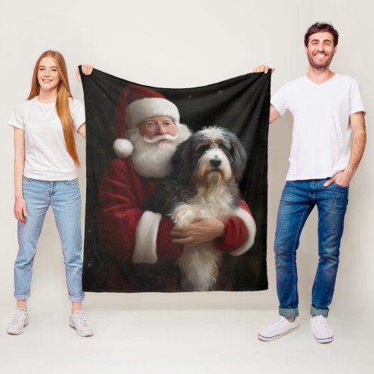 Bernedoodle met Sinterklaas Feestelijke Kerstmis Fleece Deken (In situ)