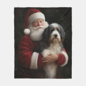 Bernedoodle met Sinterklaas Feestelijke Kerstmis Fleece Deken (Voorkant)