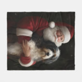 Bernedoodle met Sinterklaas Feestelijke Kerstmis Fleece Deken (Voorkant (Horizontaal))