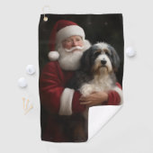 Bernedoodle met Sinterklaas Feestelijke Kerstmis Golfhanddoek (Insitu)