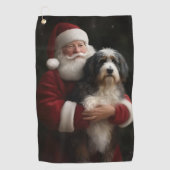 Bernedoodle met Sinterklaas Feestelijke Kerstmis Golfhanddoek (Voorkant)