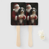 Bernedoodle met Sinterklaas Feestelijke Kerstmis Handwaaier (Voorkant en achterkant)