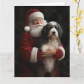 Bernedoodle met Sinterklaas Feestelijke Kerstmis Kaart (Gele Bloem)