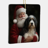 Bernedoodle met Sinterklaas Feestelijke Kerstmis Keramisch Ornament (Rechts)