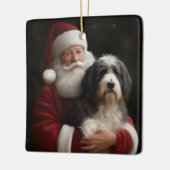 Bernedoodle met Sinterklaas Feestelijke Kerstmis Keramisch Ornament (Links)