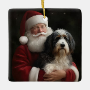 Bernedoodle met Sinterklaas Feestelijke Kerstmis Keramisch Ornament