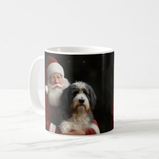Bernedoodle met Sinterklaas Feestelijke Kerstmis Koffiemok (Voorkant links)