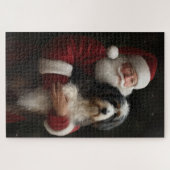 Bernedoodle met Sinterklaas Feestelijke Kerstmis Legpuzzel (Horizontaal)