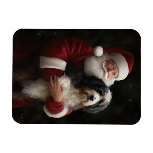 Bernedoodle met Sinterklaas Feestelijke Kerstmis Magneet (Horizontaal)