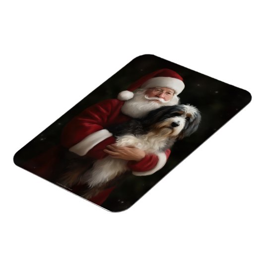 Bernedoodle met Sinterklaas Feestelijke Kerstmis Magneet (Linkerzijde)