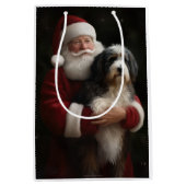 Bernedoodle met Sinterklaas Feestelijke Kerstmis Medium Cadeauzakje (Voorkant)