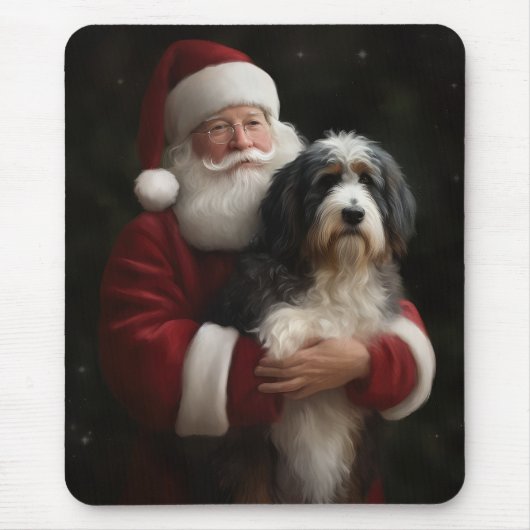 Bernedoodle met Sinterklaas Feestelijke Kerstmis Muismat (Voorkant)