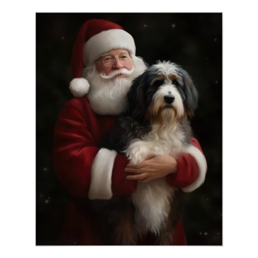 Bernedoodle met Sinterklaas Feestelijke Kerstmis Perfect Poster (Voorkant)