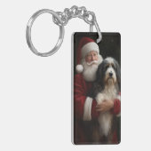 Bernedoodle met Sinterklaas Feestelijke Kerstmis Sleutelhanger (Voorkant Links)