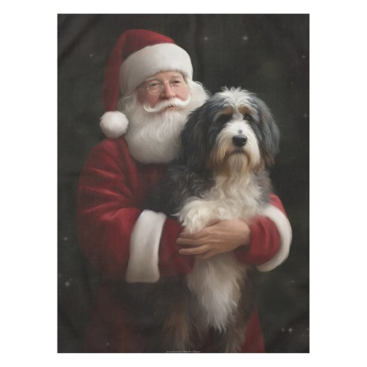 Bernedoodle met Sinterklaas Feestelijke Kerstmis Tafelkleed (Voorkant)
