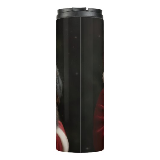 Bernedoodle met Sinterklaas Feestelijke Kerstmis Thermosbeker (Achterkant)