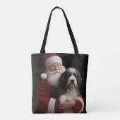 Bernedoodle met Sinterklaas Feestelijke Kerstmis Tote Bag (Achterkant)
