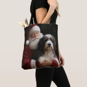 Bernedoodle met Sinterklaas Feestelijke Kerstmis Tote Bag (Dichtbij)