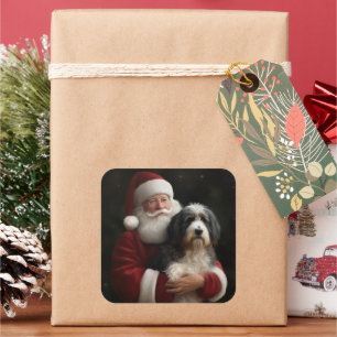 Bernedoodle met Sinterklaas Feestelijke Kerstmis Vierkante Sticker